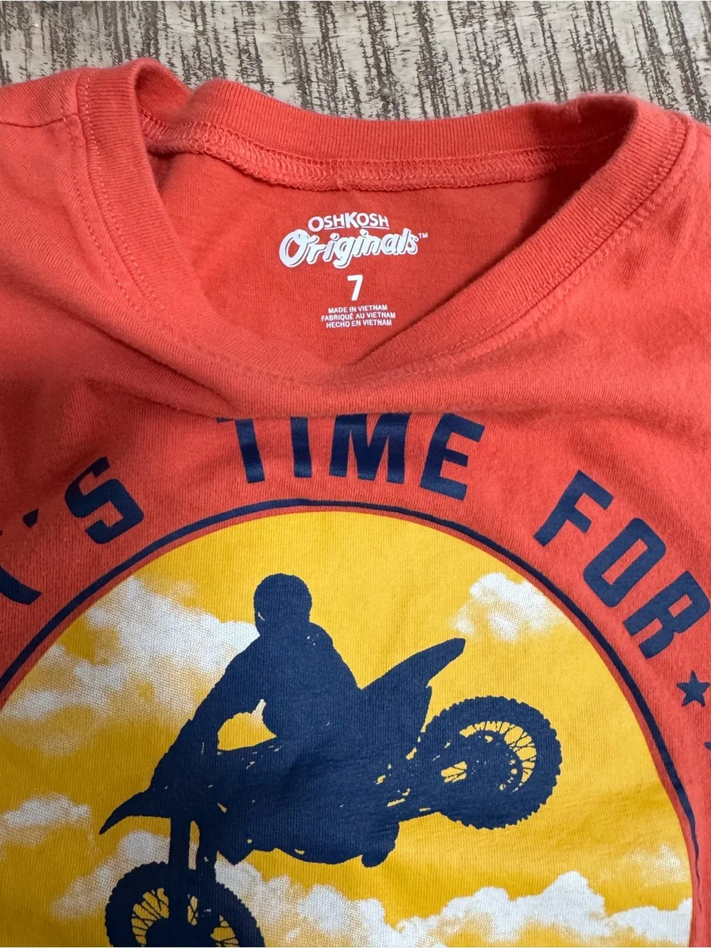OshKosh B'gosh Orange Long-Sleeve Adventure Tee with Motocross Graphic